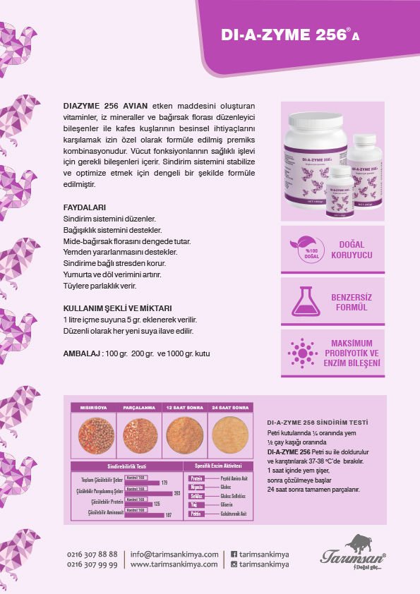 DI-A-ZYME 256 Probiyotik DİYAZEM Takviyesi 1kg