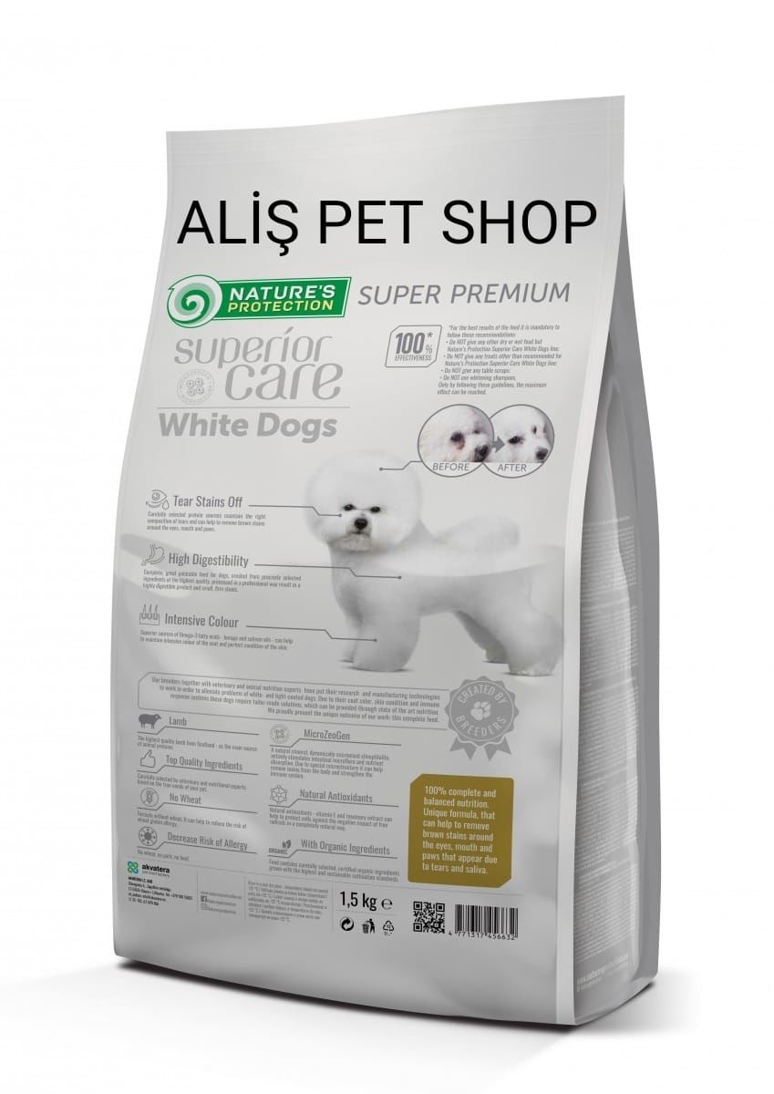 NATURE’S PROTECTİON BEYAZ KÖPEKLER KUZU YETİŞKİN KÜÇÜK VE MİNİ IRKLAR 1,5 kg